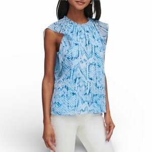 Calvin Klein Printed Chiffon Sleeveless Blouse Top, Size L